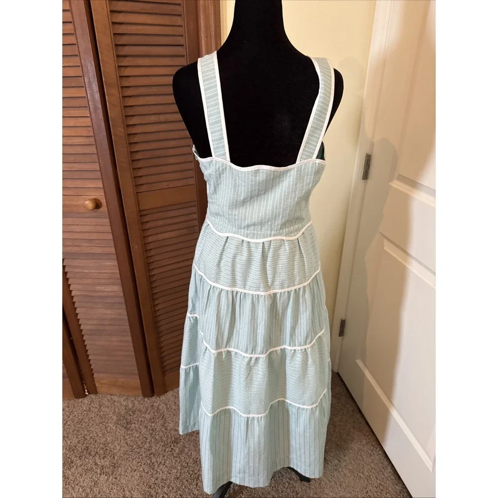 Adelyn Rae Cotton Tiered Maxi Dress Aqua Size Small - Picture 4 of 9